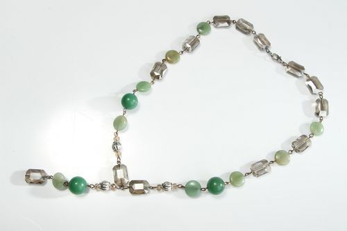Jade and rhinestone necklace  - MADEheart.com