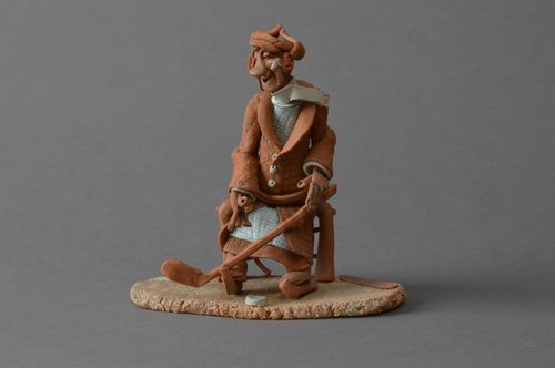 Handmade collectible funny ceramic figurine Hockey Player miniature sculpture - MADEheart.com