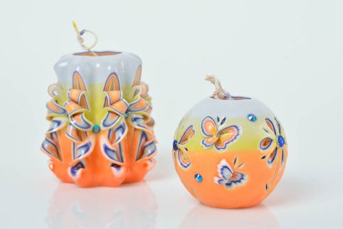Handmade Kerzen Set bunt originell Künstler 2 Stück schön für Interieur Dekor - MADEheart.com