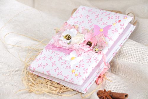 Handmade light scrapbooking designer notebook with fabric cover - MADEheart.com