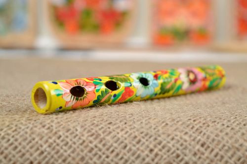 Handmade flute wooden flute unusual gift ethnic souvenir painted flute - MADEheart.com