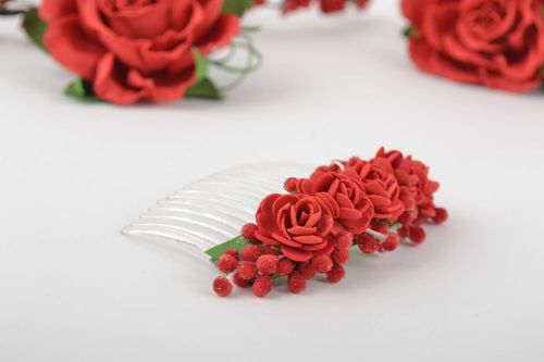 Pettine fatto a mano di foamiran accessorio per capelli bigiotteria da donna - MADEheart.com