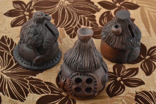 Beautiful handmade designer ceramic aroma lamp and 2 money boxes gift set - MADEheart.com