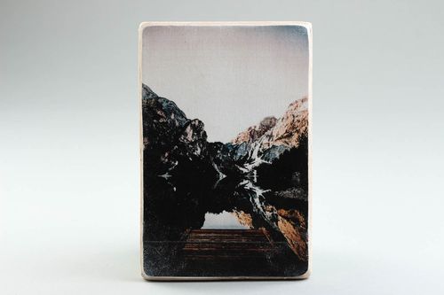 Décoration murale faite main Petit tableau en bois et papier Déco maison - MADEheart.com