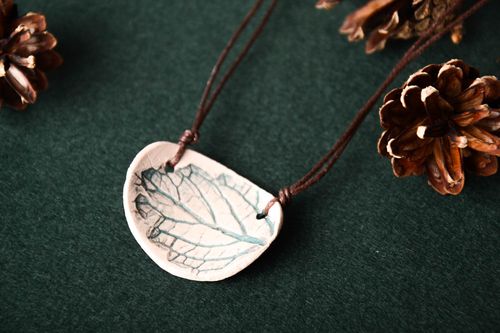 Stylish pendant ceramic neck accessory trendy designer necklace unusual gift - MADEheart.com