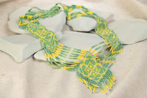 Bright beaded handmade gerdan with ornament in ethnic style beautiful - MADEheart.com