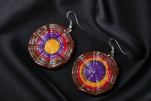 Boucles doreilles rondes en pâte polymère - MADEheart.com