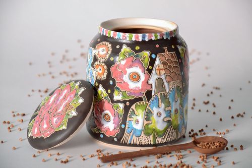 Bocal de cuisine en argile fait main Jardins magiques - MADEheart.com