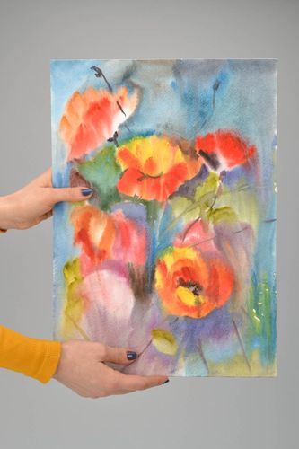 Watercolor painting Poppies - MADEheart.com