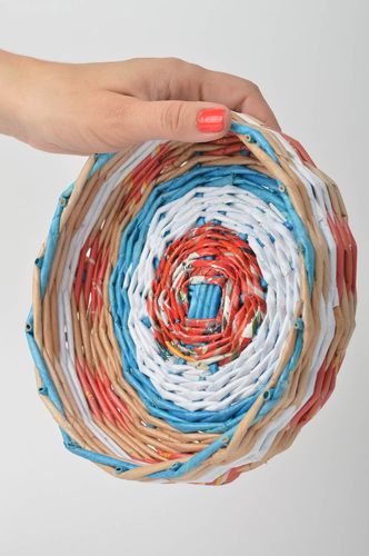 Beautiful handmade newspaper tray woven paper tray kitchen design gift ideas - MADEheart.com