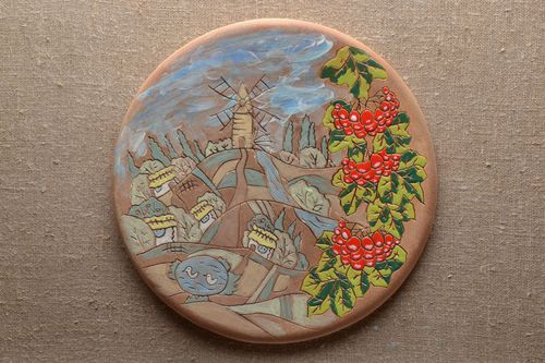 Assiette murale décorative faite main design originale peinte de glaçure - MADEheart.com