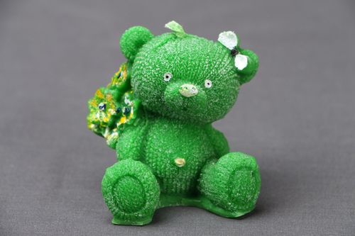 Bougie en paraffine Ourson avec bouquet - MADEheart.com