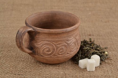 Tasse en argile faite main techniques de cuisson au lait et de polissage 20 cl - MADEheart.com