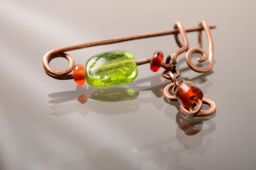 Interesting wire wrap copper brooch - MADEheart.com