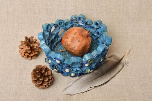 Panier rond Corbeille en papier fait main bleue originale Décoration maison - MADEheart.com