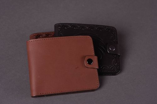 Мужское портмоне ручной работы аксессуар для мужчин кожаный кошелек черный - MADEheart.com
