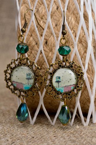 Pendientes originales metálicos bonitos bisutería artesanal accesorio de moda - MADEheart.com