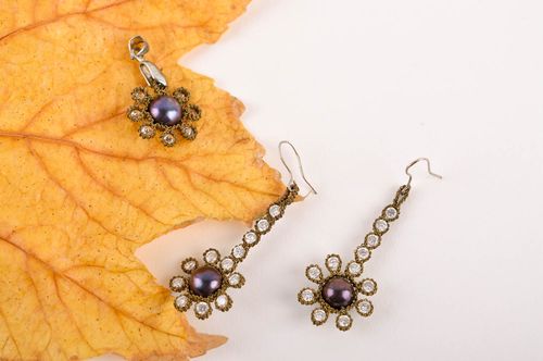 Schmuck Set handmade lange Ohrringe Anhänger für Halskette Mode Accessoires - MADEheart.com