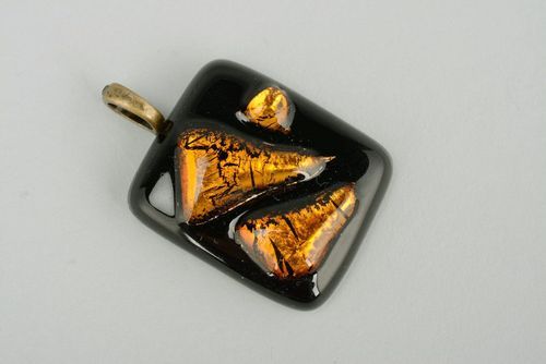 Fused glass pendant Black gold - MADEheart.com