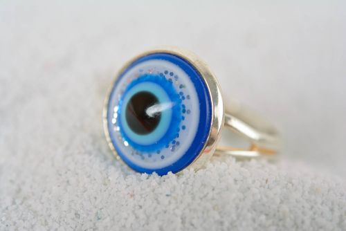 Handmade blue ring stylish jewelry unusual cute ring present for women - MADEheart.com