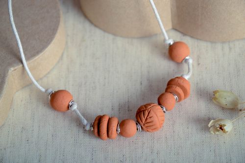 Handmade vintage necklace ceramic jewelry clay pendant eco friendly accessories - MADEheart.com