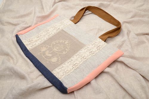Sac à main porté épaule en tissu naturel fait main - MADEheart.com