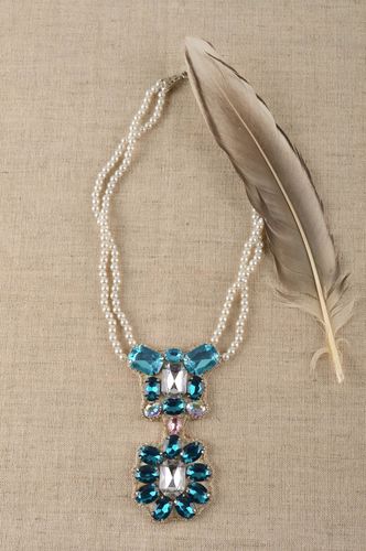 Handmade beaded necklace stylish unusual necklace beautiful accessory - MADEheart.com