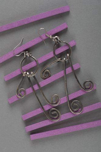 Pendientes hechos a mano de cuproníquel bisutería fina regalo original - MADEheart.com