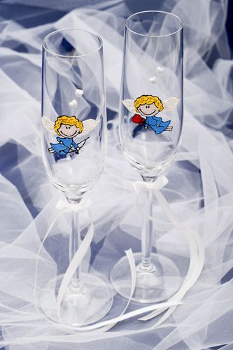 Copas de matrimonio hechas a mano de cristal accesorio para boda regalo original - MADEheart.com