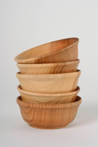 Petits bols creux en bois de merisier faits main ensemble de 5 pièces écolo - MADEheart.com