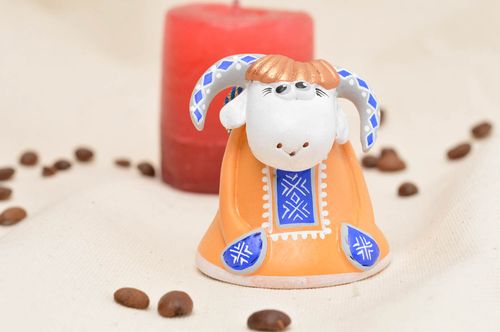 Beautiful handmade ceramic fridge magnet unusual clay bell interior decorating - MADEheart.com