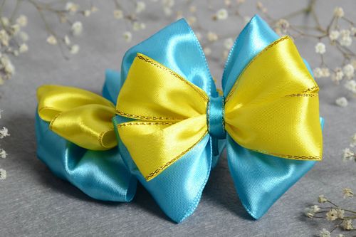 Set of 2 handmade satin ribbon bow hair clips hair bow designer hair accessories - MADEheart.com