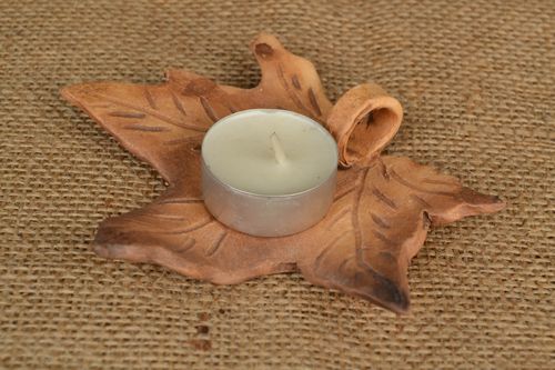 Ceramic candlestick Maple Leaf - MADEheart.com