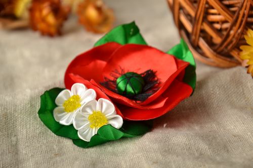 Handmade satin ribbon hair clip - MADEheart.com