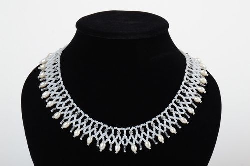 Collana di perla fatta a mano originale di moda bigiotteria da donna - MADEheart.com