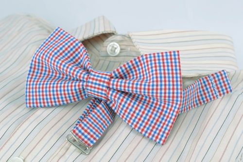 Fabric bow tie with checkered print for men and women - MADEheart.com