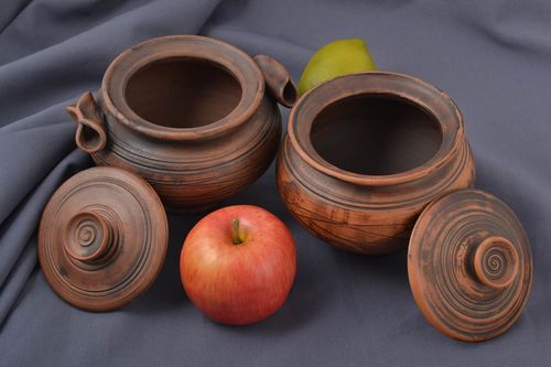 Ceramic kitchenware 2 unusual handmade pots beautiful lovely interior decor - MADEheart.com