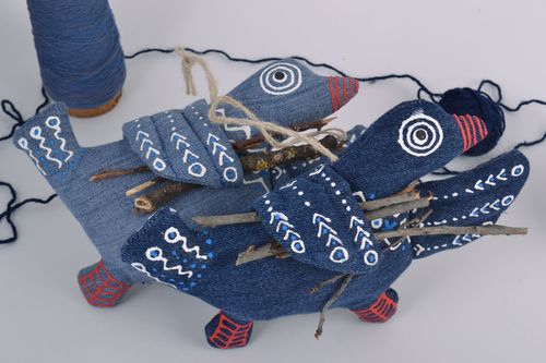 Flavored handmade denim fabric interior pendants Two Geese - MADEheart.com