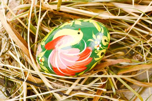 Handmade Easter egg painted Easter eggs wood craft decorative use only - MADEheart.com