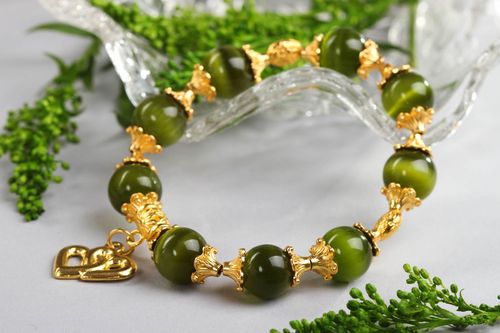 Cats eye stone bracelet handmade jewelry with natural stones woven bracelets - MADEheart.com