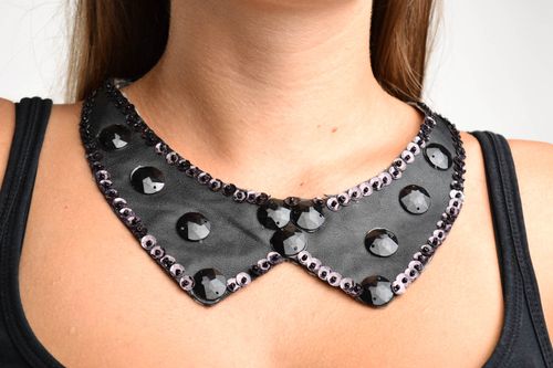 Handmade black cute collar stylish unusual necklace designer collar necklace - MADEheart.com