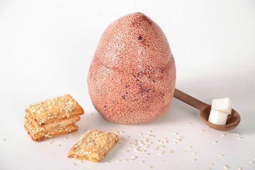 Bacia para açúcar de cerâmica feita à mão coberta com esmalte na forma de um ovo de dragão - MADEheart.com