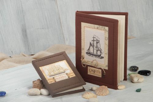 Notebooks with textile cover small and big designer notebooks 2 pieces - MADEheart.com