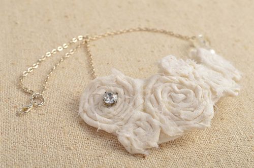 Handmade beaded necklace stylish elegant necklace fabric festive jewelry - MADEheart.com