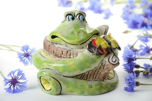 Handmade semi porcelain designer money box painted with pigments Snake on Stub - MADEheart.com
