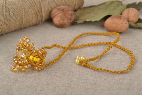 Handmade pendant designer jewelry unusual ring macrame accessory gift ideas - MADEheart.com