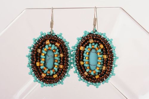 Earrings with charms Chocolate and Turquoise - MADEheart.com