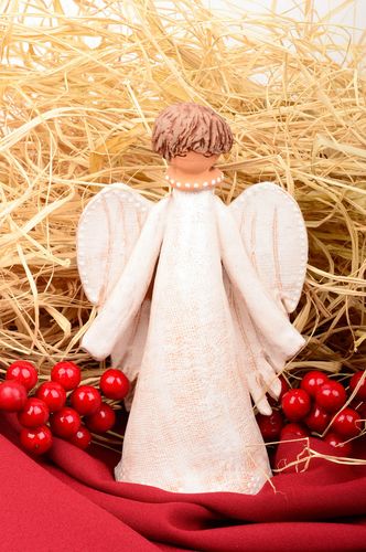 Figura de barro hecha a mano decoración de hogar regalo para amigos ángel - MADEheart.com