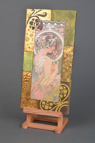 Cuadro artesanal con decoupage “La dama” - MADEheart.com