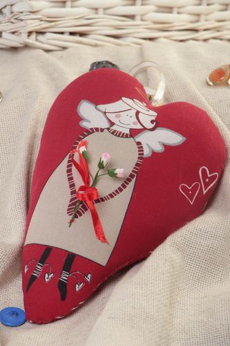 Мягкая подвеска сердце из ткани ручной работы с петелькой красивая авторская - MADEheart.com